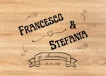 Tagliere in frassino con testo per anniversario