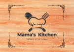 tagliere in rovere rosso con testo mama's kitchen