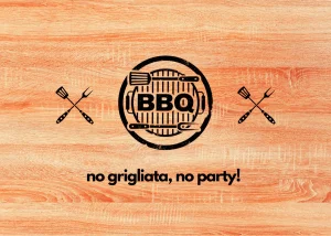 tagliere in rovere rosso con testo: no grigliata, no party
